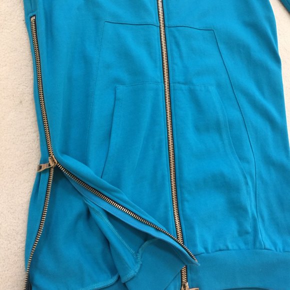 Balmain Paris Made in ITALY Men Turquoise Long Hooded Sweatshirt Sweater New - Picture 11 of 12